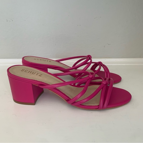 SCHUTZ Princey Leather Sandal Size 8 Hot Pink - Picture 10 of 12